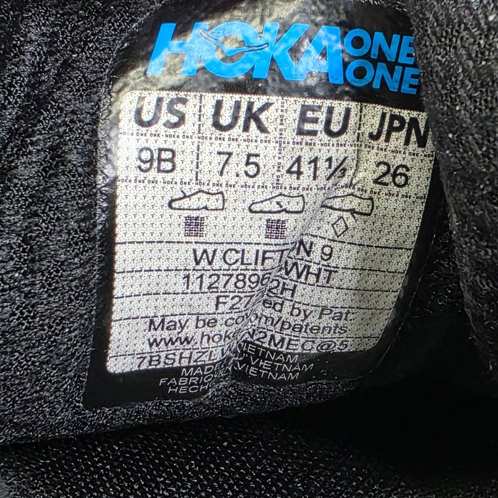 Hoka One One Clifton 9 Womens Running Shoes Black White 1127896-BWHT Size 9 B - Picture 4 of 10